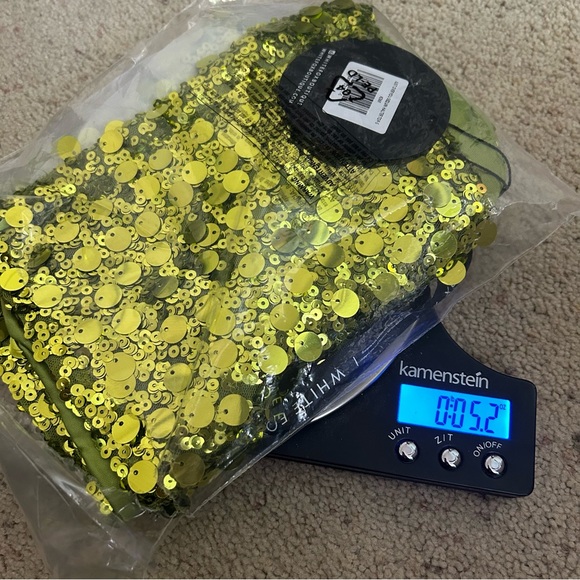 White Fox Boutique Small Just Over You Sequin Halter Top Kiwi Green, Crop Tank - Picture 12 of 13